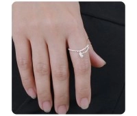 Elegant CZ Stone With Chain Silver Ring NSR-4188